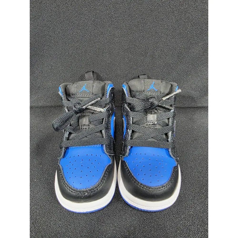 Nike Air Jordan 1 Mid TD Black Royal Blue Toddler Shoes Size 6C